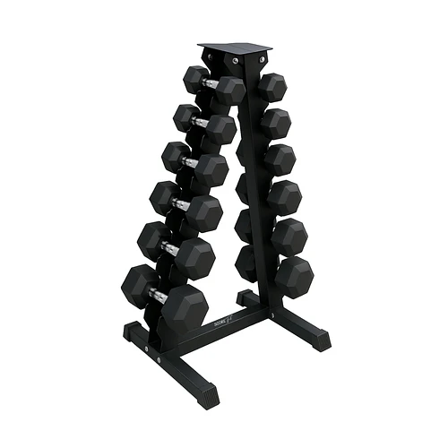 Pack 225 Kg Mancuernas Hexagonales (12.5 a 25kg) + Rack Triangular