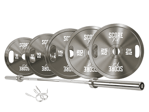 Pack 150 Kg Discos Calibrados Powerlifting + Barra Olímpica 20 Kg