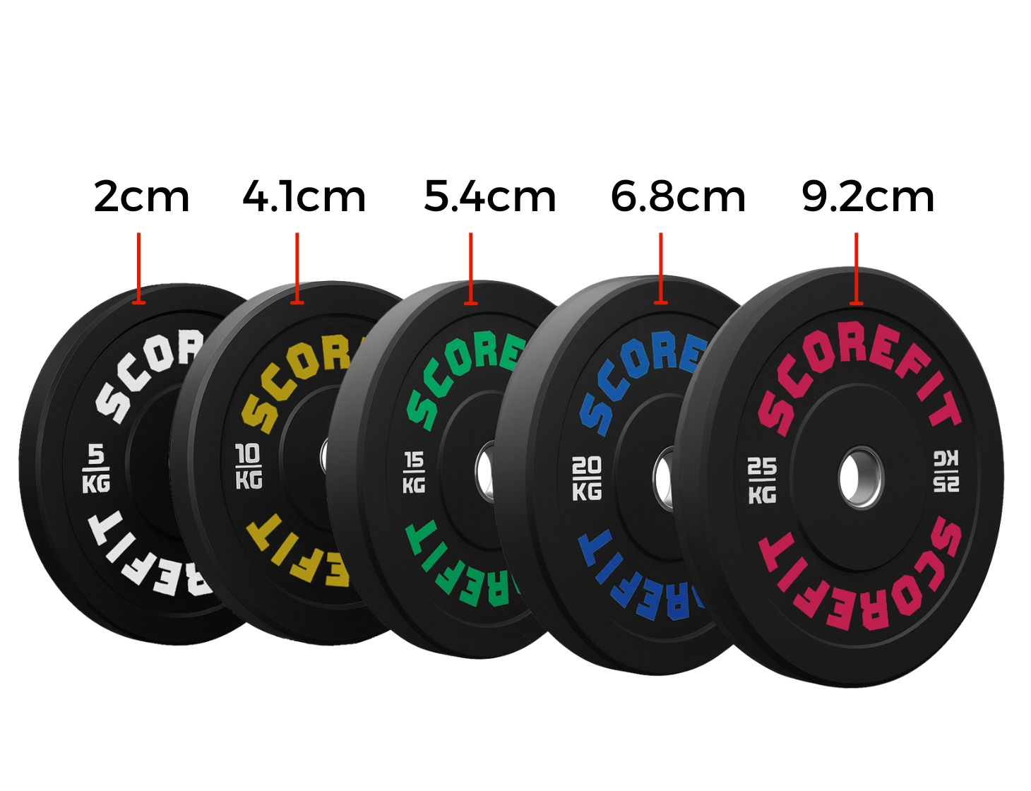 Pack 80 Kg Discos Bumper Score Fit + Barra Olímpica 20 Kg (PREVENTA) 3