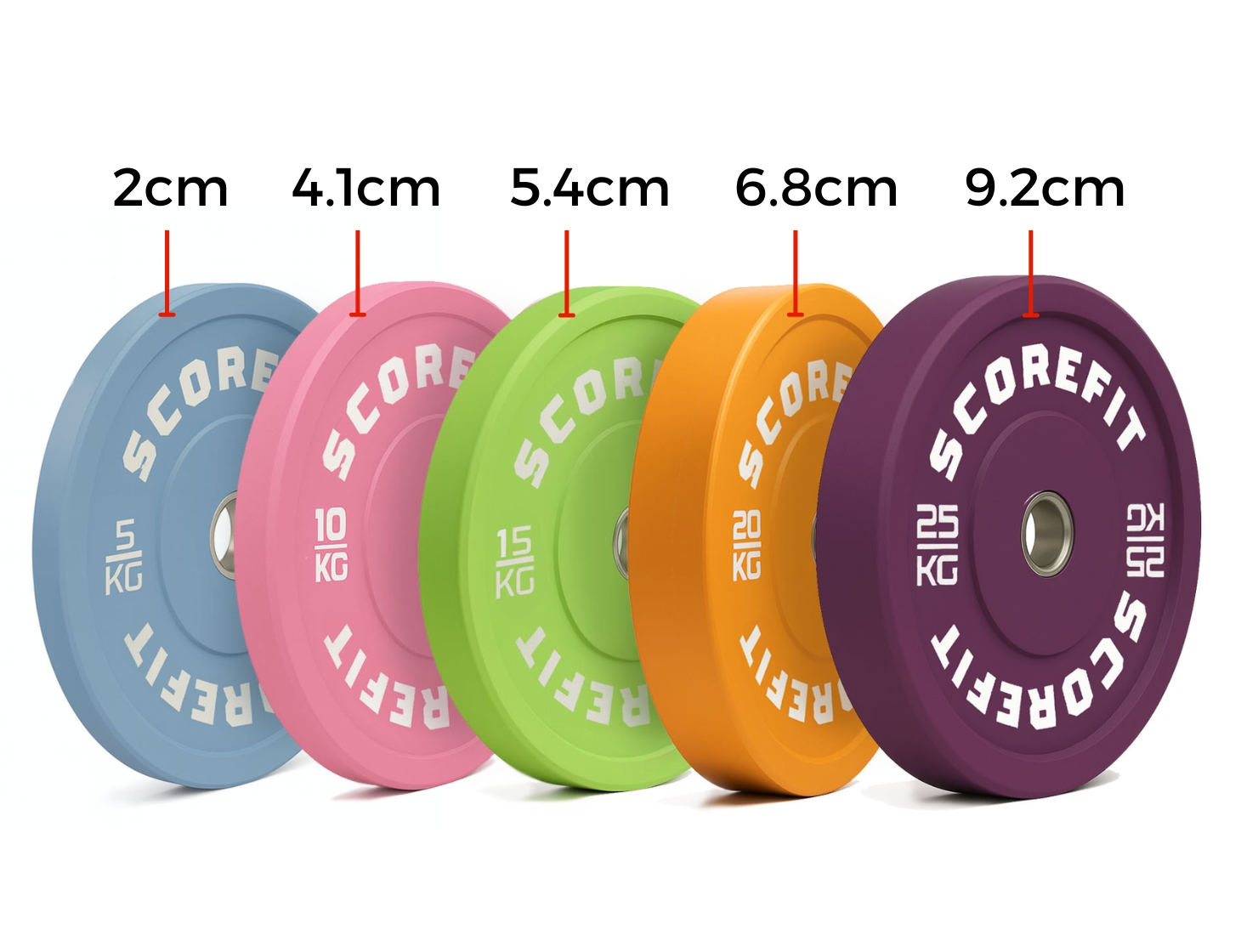 Pack 120 Kg Discos Bumper COLORS + Barra Olímpica 20 Kg 3
