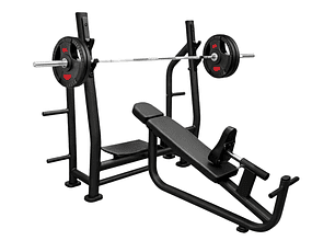 Banco Inclinado Alto Tráfico + Barra Olímpica 20 Kg + 60 Kg Discos Grip Olímpicos 