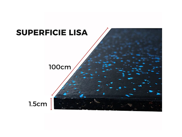 Piso de Caucho 100x100x1.5cm (Superficie Lisa Blue)