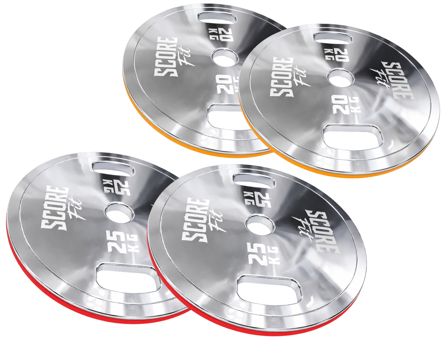 Par Discos Calibrados Powerlifting 20 Kg + Par 25 Kg SCORE FIT® 1
