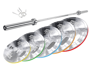 Pack 150 Kg Discos Calibrados Powerlifting + Barra Olímpica 20 Kg