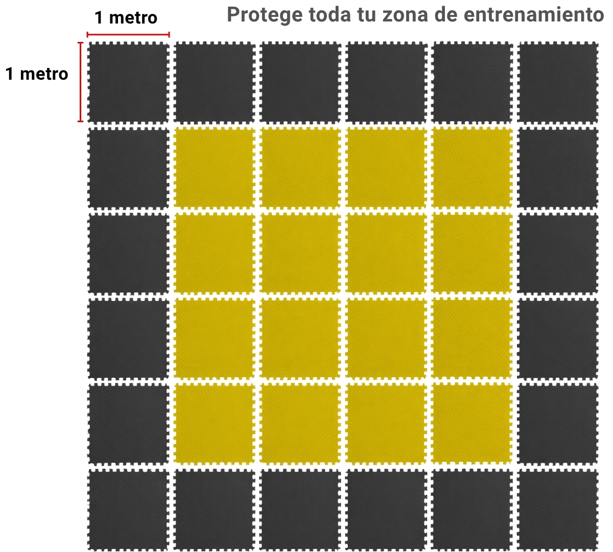 Tatami 100x100x3cm Negro/Amarillo SCORE FIT® 5