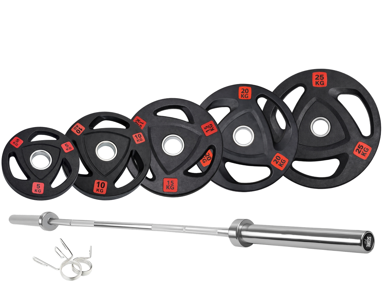 PREVENTA - Pack 150 Kg Discos Grip Pro + Barra Olímpica 20 Kg 1