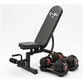 Banco Regulable + Par Mancuernas Ajustables 24 Kg