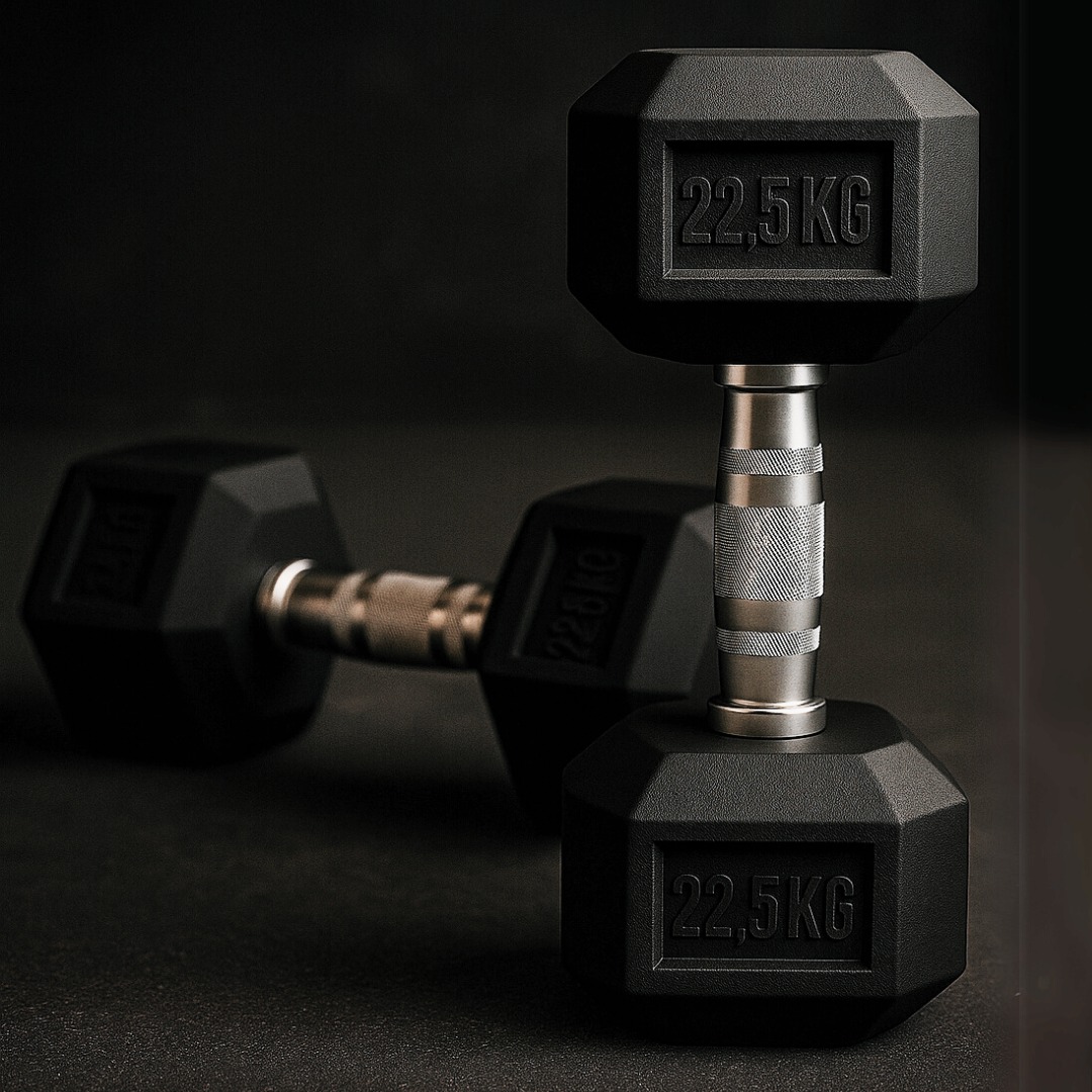 Pack 140 Kg Mancuernas Hexagonales (2.5 a 17.5kg) + Rack 2 Niveles 9