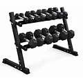 Pack 175 Kg Mancuernas Hexagonales (5 a 20kg) + Rack 2 Niveles