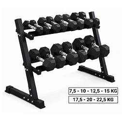 Pack 210 Kg Mancuernas Hexagonales (7.5 a 22.5kg) + Rack 2 Niveles - Miniatura 2