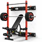 Rack Squat Plegable + Banco + Barra 15kg + 50kg Discos - Miniatura 1