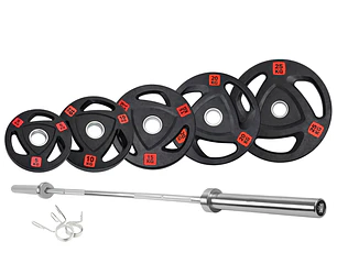 Pack 150 Kg Discos Grip Pro + Barra Olímpica 15 Kg