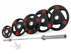Pack 150 Kg Discos Grip Pro + Barra Olímpica 15 Kg