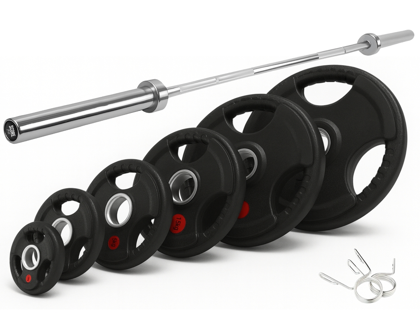 Pack 80 Kg Discos Grip + Barra Olímpica 15 Kg 1