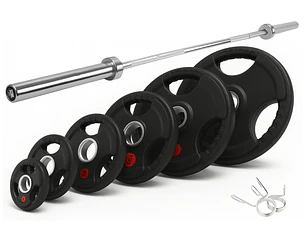 Pack 80 Kg en Discos Grip + Barra Olímpica 15 Kg