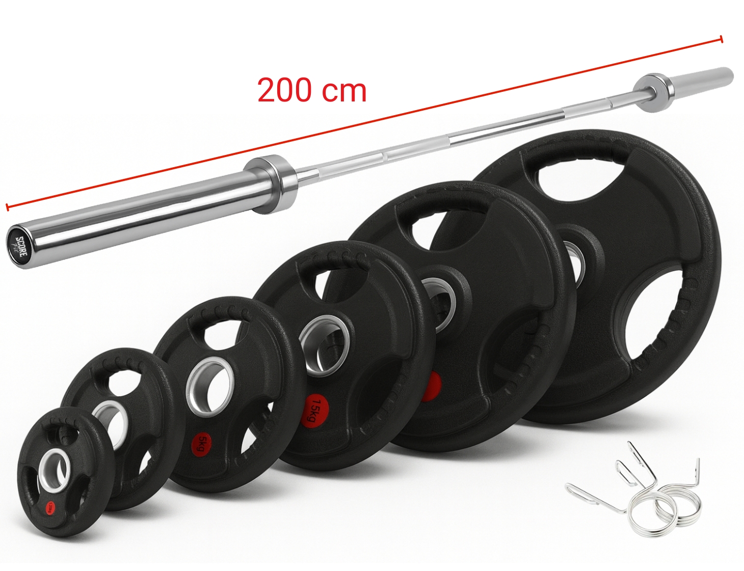 Pack 80 Kg Discos Grip + Barra Olímpica 15 Kg 2