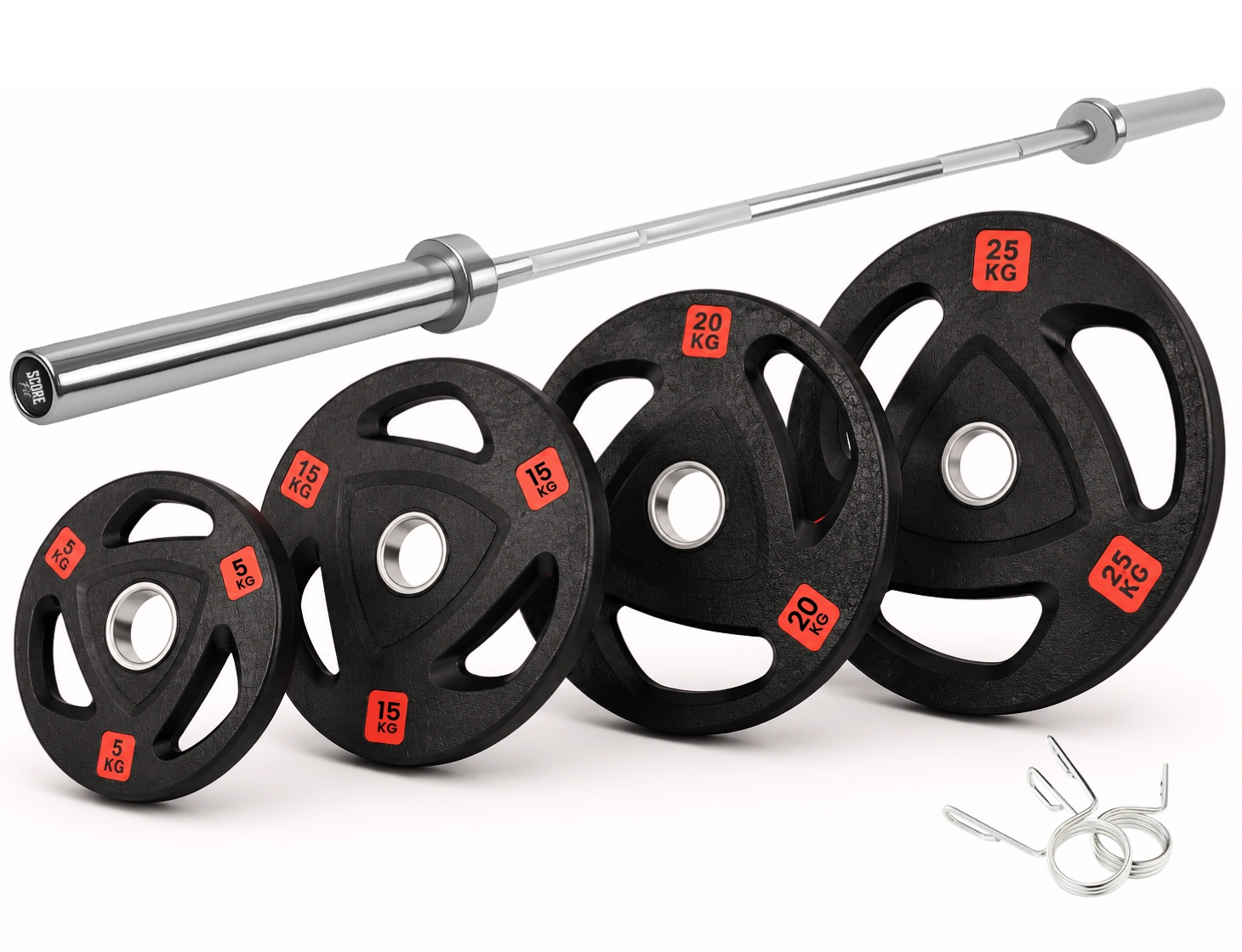 Pack 150 Kg Discos Grip Pro + Barra Olímpica 20 Kg 1
