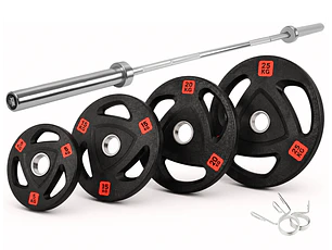 Pack 150 Kg Discos Grip Pro + Barra Olímpica 20 Kg