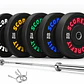 Pack 110 Kg Discos Bumper + Barra Olímpica 20 Kg - Miniatura 1