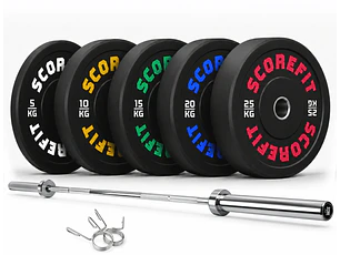 Pack 80 Kg Discos Bumper + Barra Olímpica 20 Kg