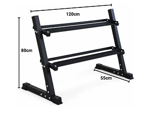 Pack 275 Kg Mancuernas Hexagonales (2.5 a 25kg) + Rack 2 Niveles