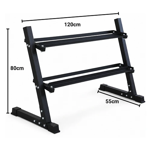 Pack 275 Kg Mancuernas Hexagonales (2.5 a 25kg) + Rack 2 Niveles