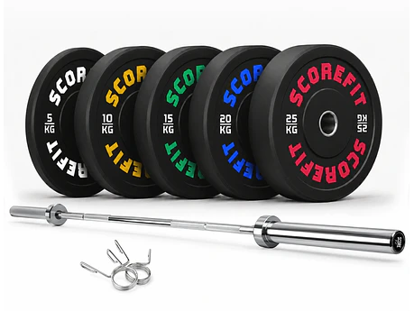 Pack 60 Kg Discos Bumper + Barra Olímpica 20 Kg