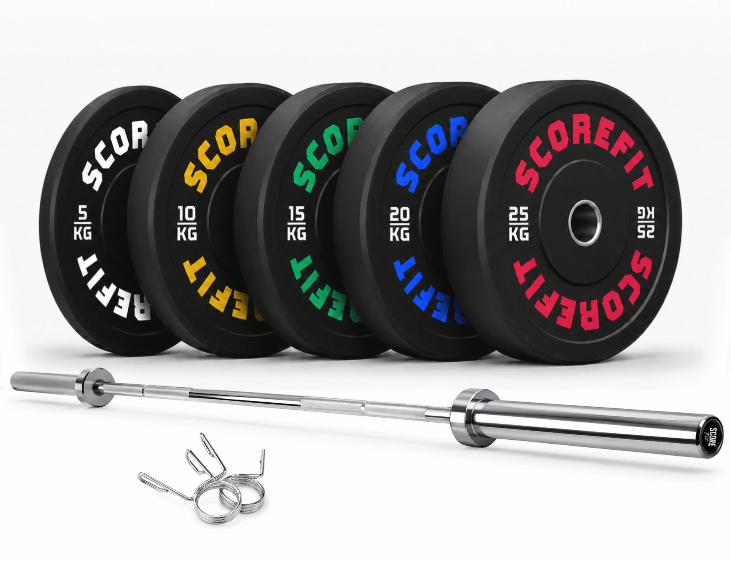 Pack 80 Kg Discos Bumper + Barra Olímpica 20 Kg 1