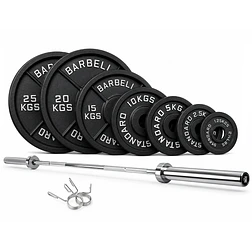 Pack 110 Kg Discos Barbell Standard + Barra Olímpica 20 Kg - Miniatura 1