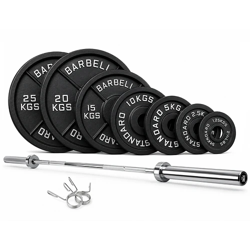 Pack 110 Kg Discos Barbell Standard + Barra Olímpica 20 Kg
