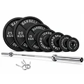 Pack 150 Kg Discos Barbell Standard + Barra Olímpica 20 Kg