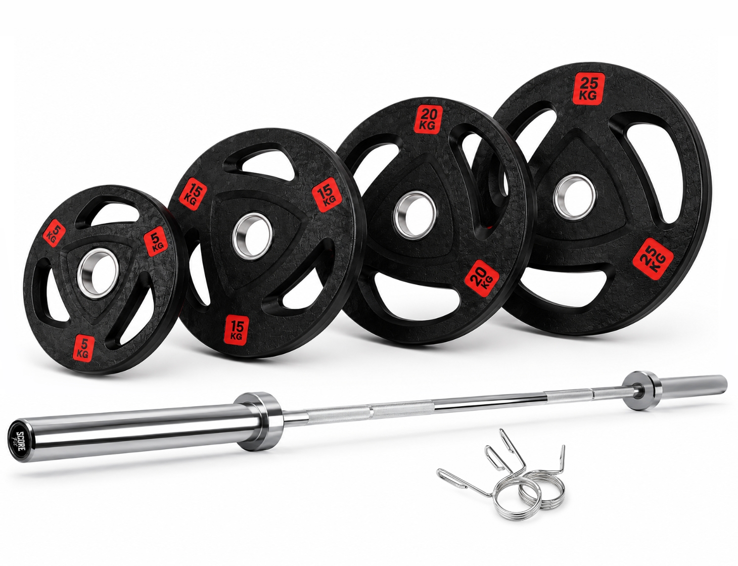Pack 150 Kg Discos Grip Pro + Barra Olímpica 20 Kg 1