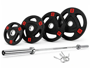 Pack 150 Kg Discos Grip Pro + Barra Olímpica 20 Kg