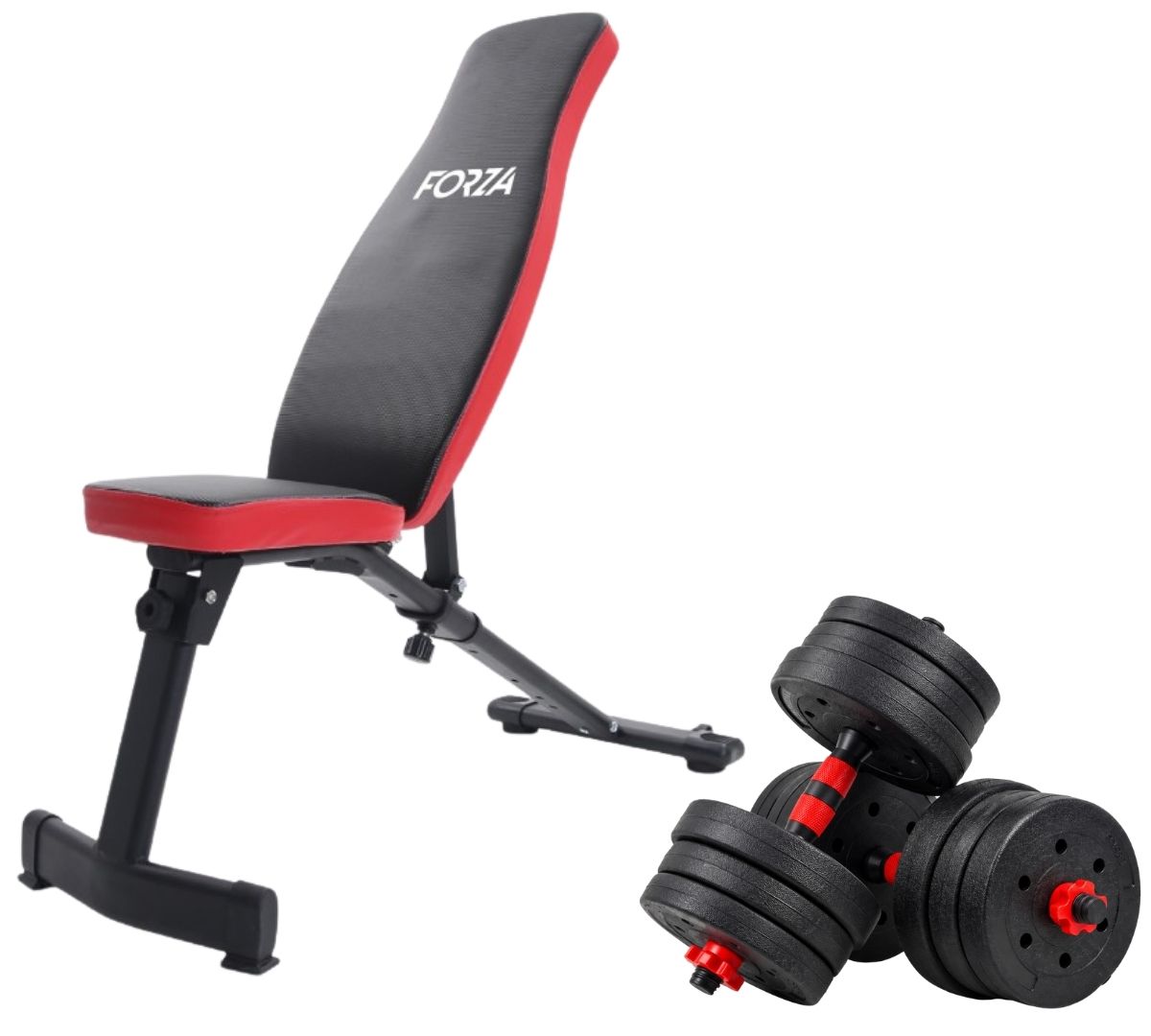 Banco Ajustable FORZA + Set 20kg Mancuernas Ajustables  1