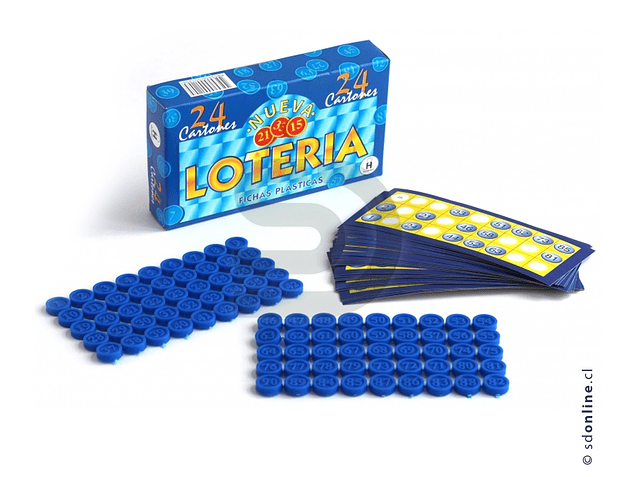Lotería 24 cartones ficha plástica 1
