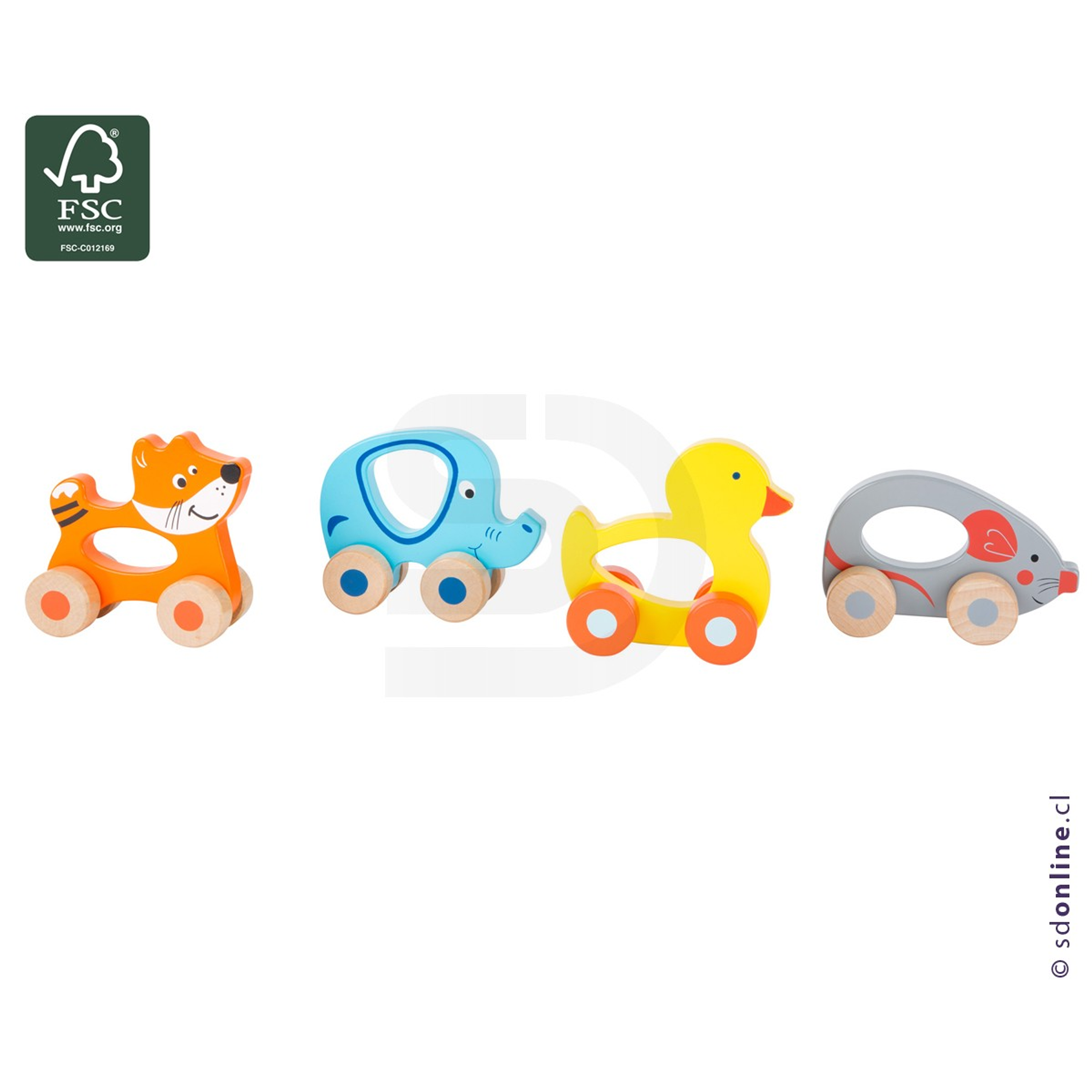 Set 4 animales de colores para empujar 3