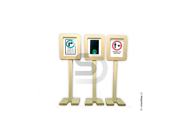 Señales de transito viales juego madera y cartón 1