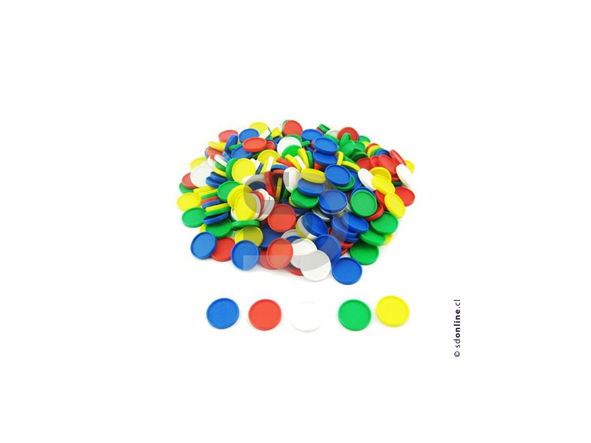 Fichas plásticas 5 colores 29Mm 500Und 1