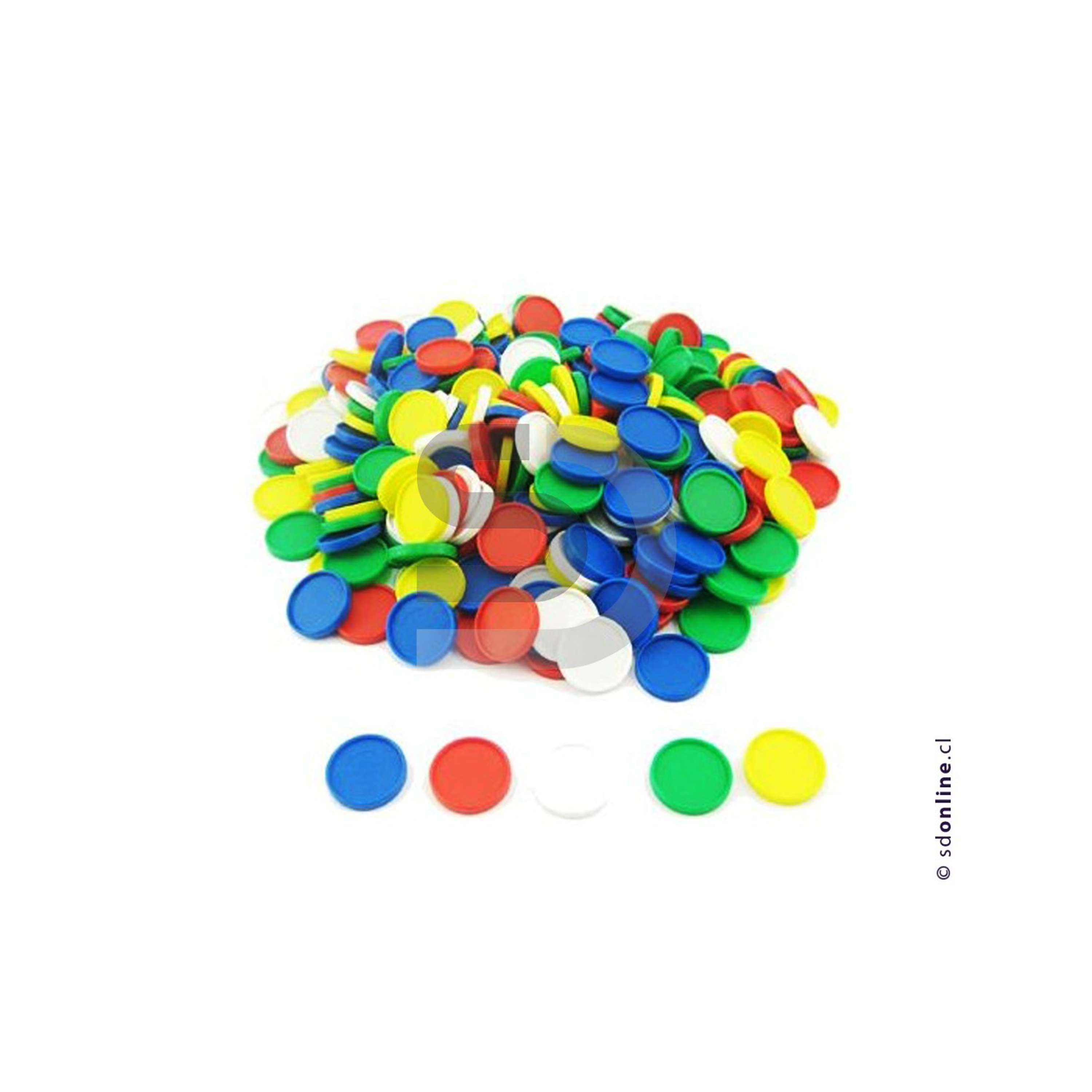 Fichas plásticas 5 colores 29Mm 500Und 1
