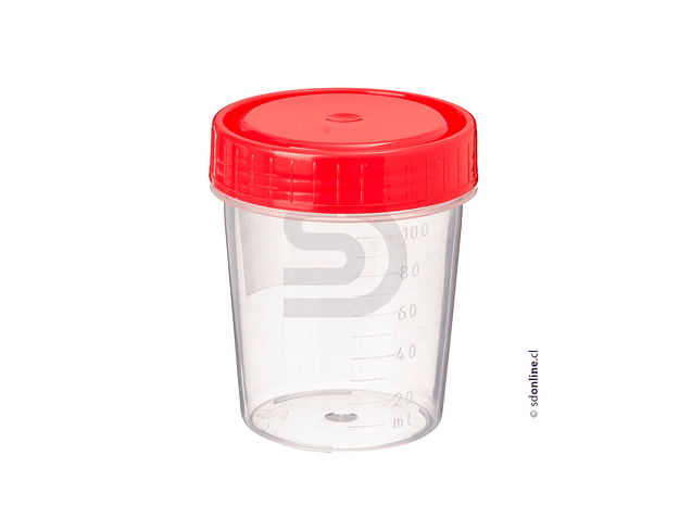 Frasco plástico estéril tapa roja 100ml 1