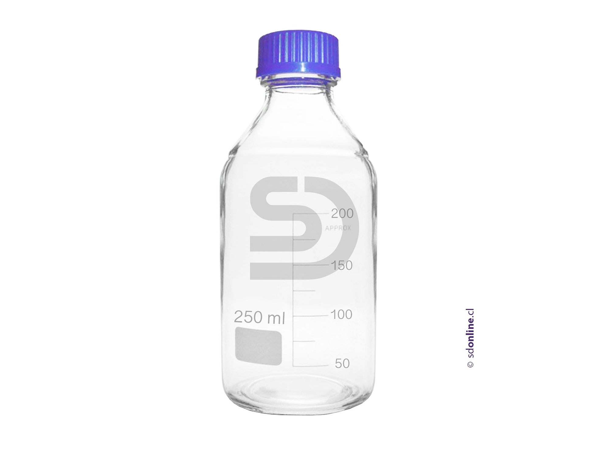 Frasco graduado tapa azul hermética 250ml 1