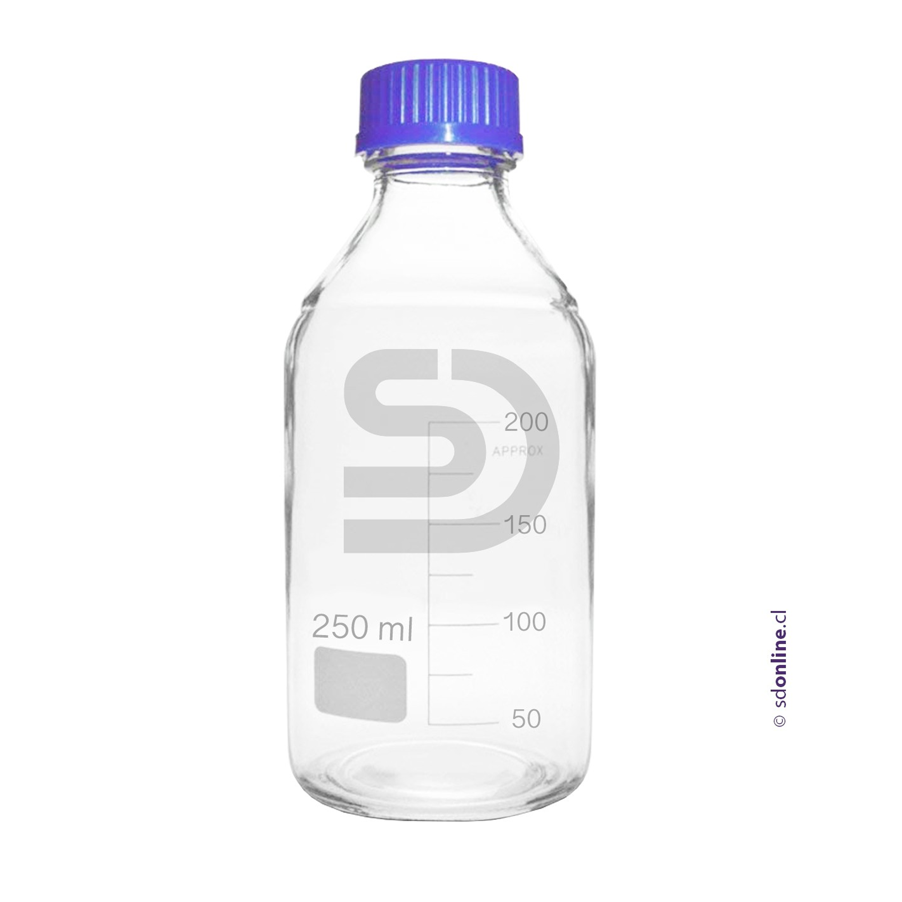 Frasco graduado tapa azul hermética 250ml 1