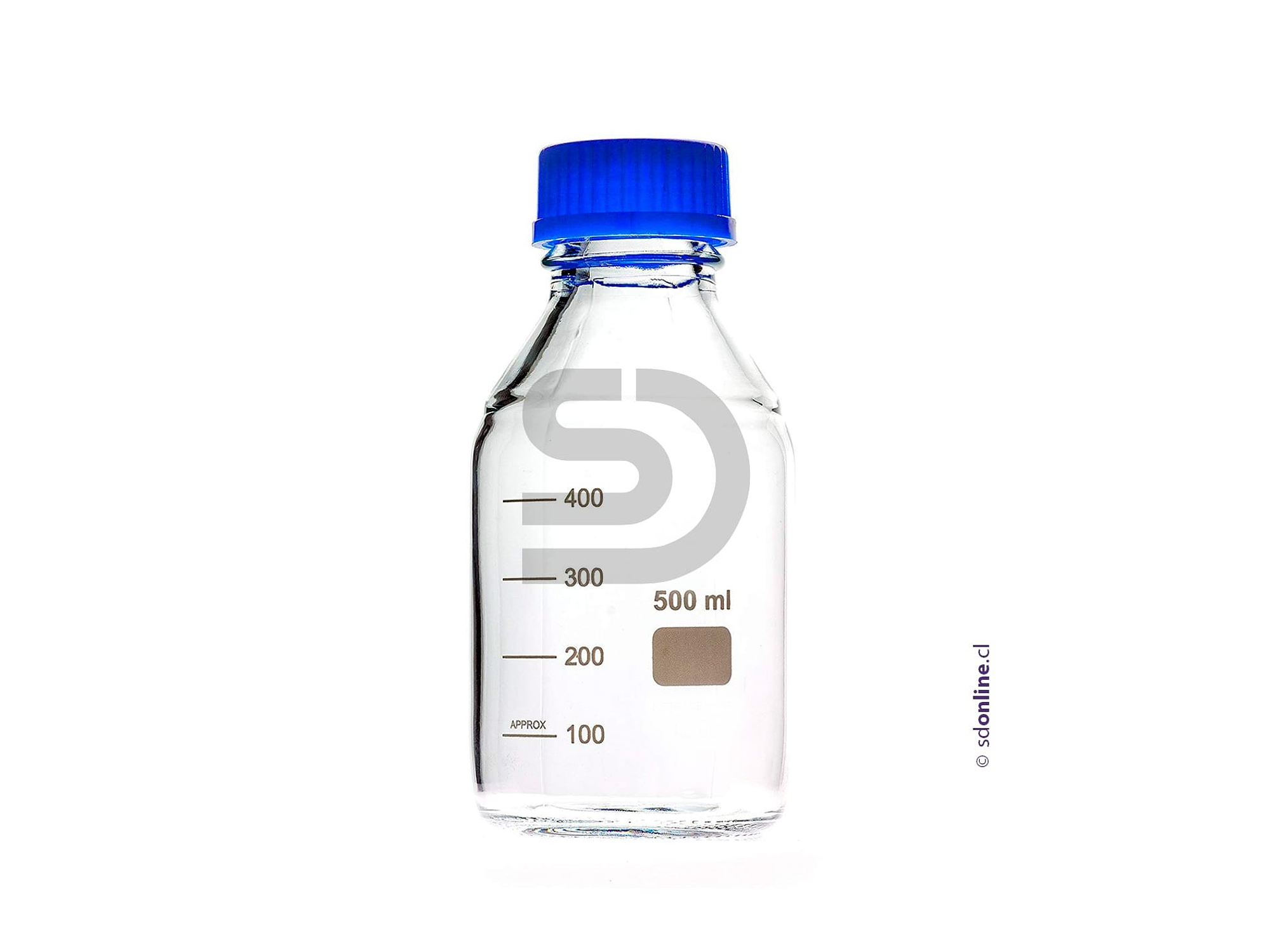 Frasco graduado vidrio borosilicato tapa rosca 500Ml 1