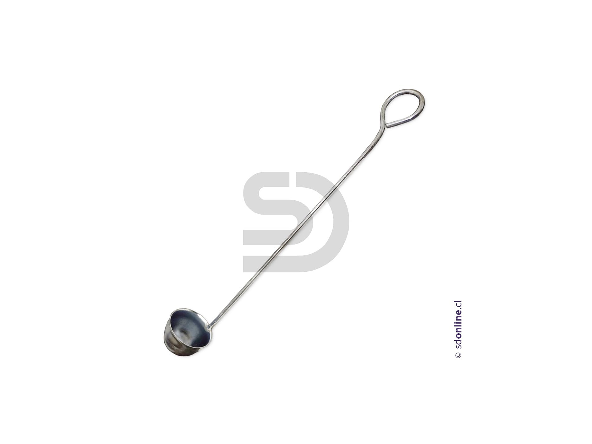 Cuchara de combustión acero inoxidable Diam. 2 cm largo total 28 m 1
