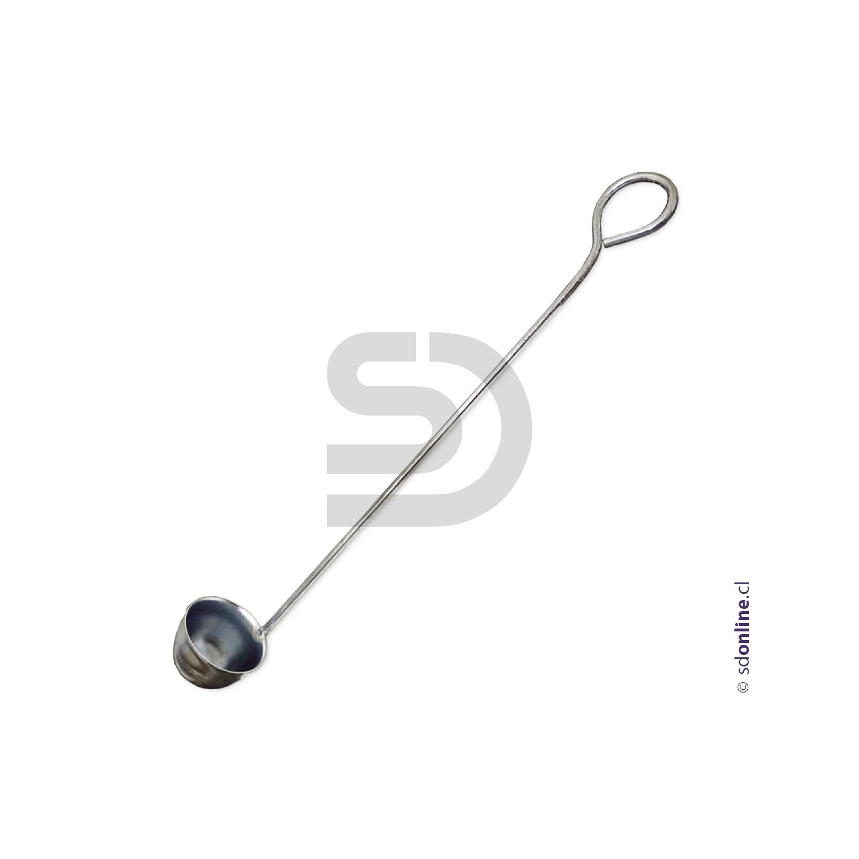 Cuchara de combustión acero inoxidable Diam. 2 cm largo total 28 m 1