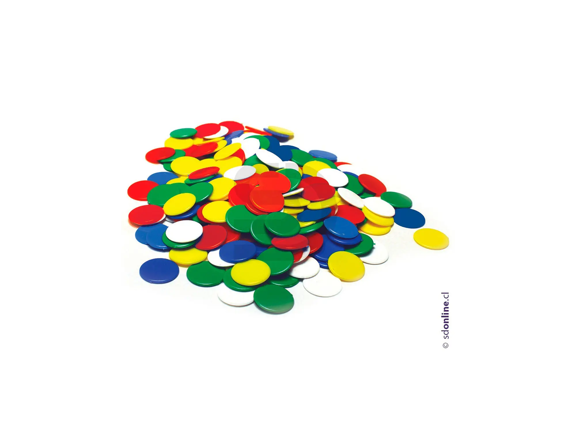 Fichas Plásticas 5 Colores 22Mm 100 Und apróx 1