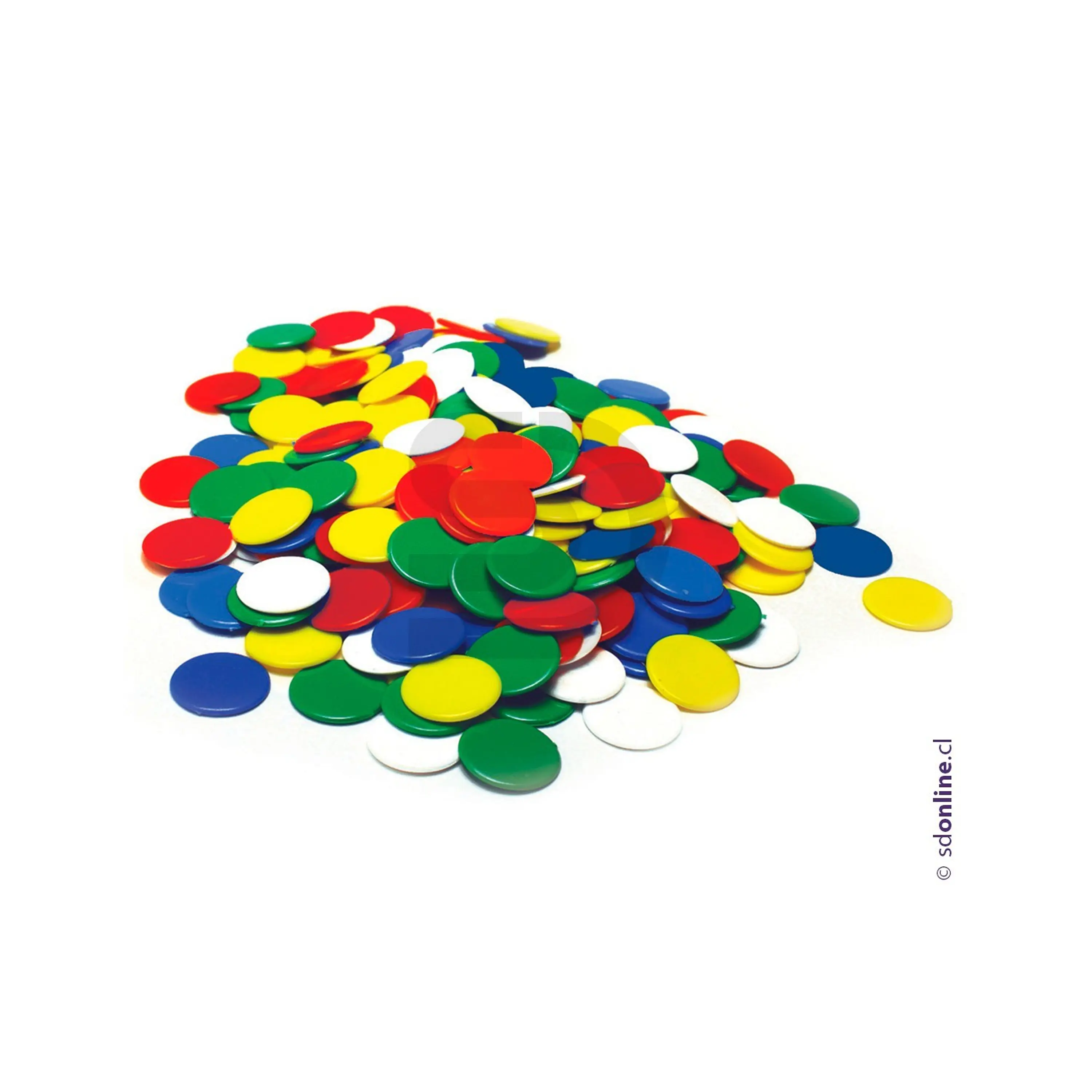Fichas Plásticas 5 Colores 22Mm 100 Und apróx 1