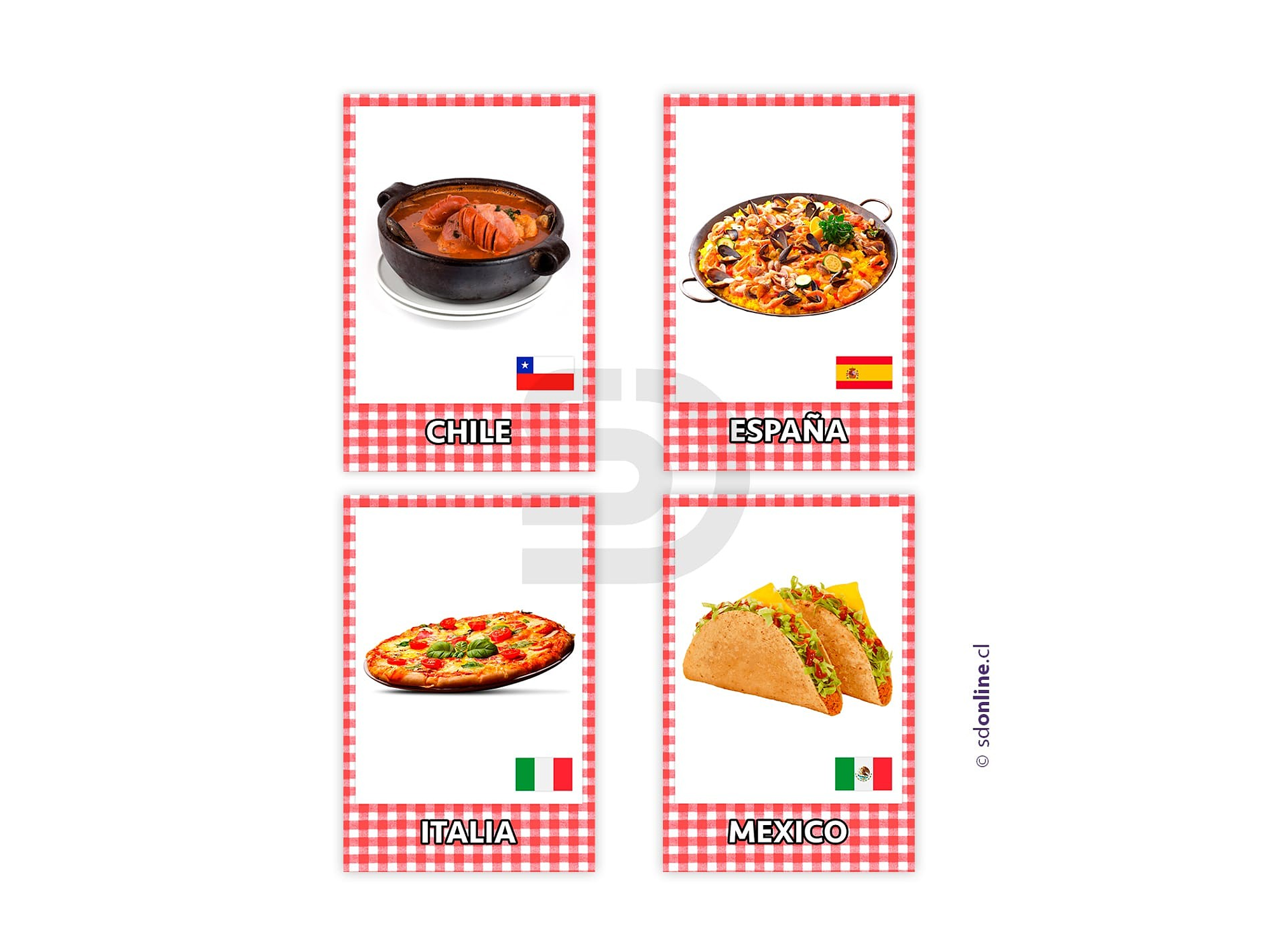 Set de 10 láminas comidas tipicas del mundo 1