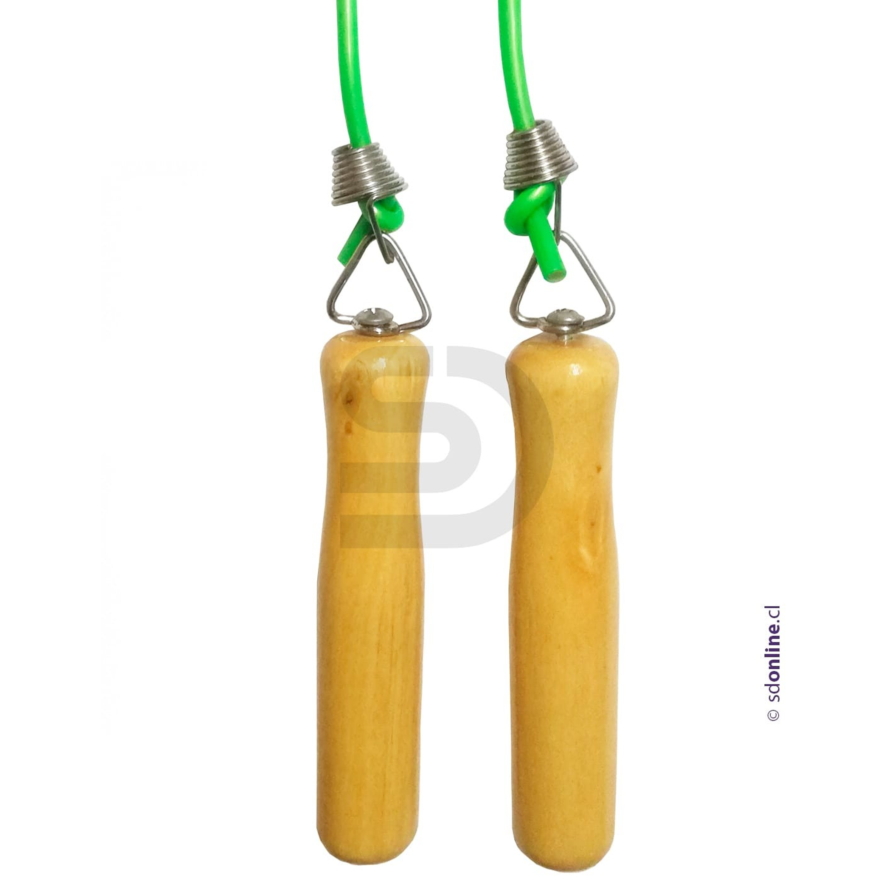 Cuerda para saltar con mangos de madera y destorcedor 1