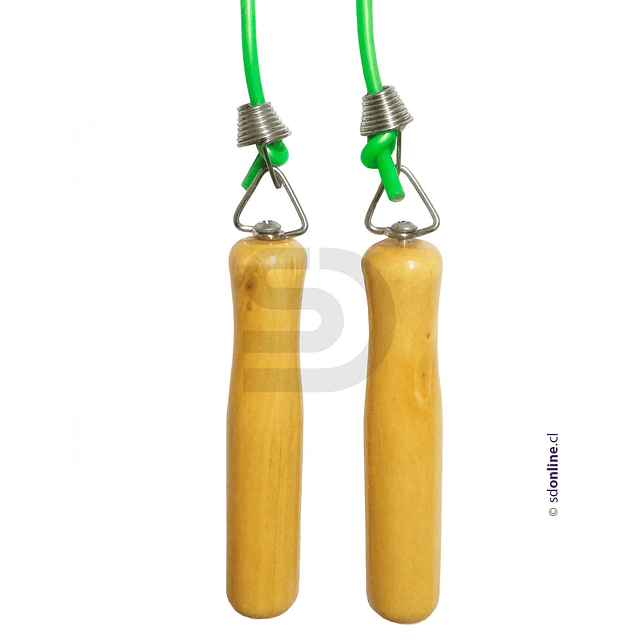 Cuerda para saltar con mangos de madera y destorcedor